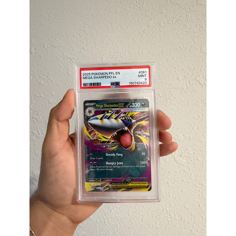 2025 Pokemon PFL EN Mega Sharpedo ex 061 Holo PSA 9 Mint Graded Card